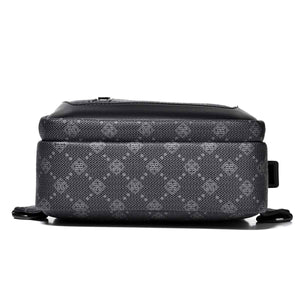 Men's Classic Monogram Crossbody Sling Bag with USB Port