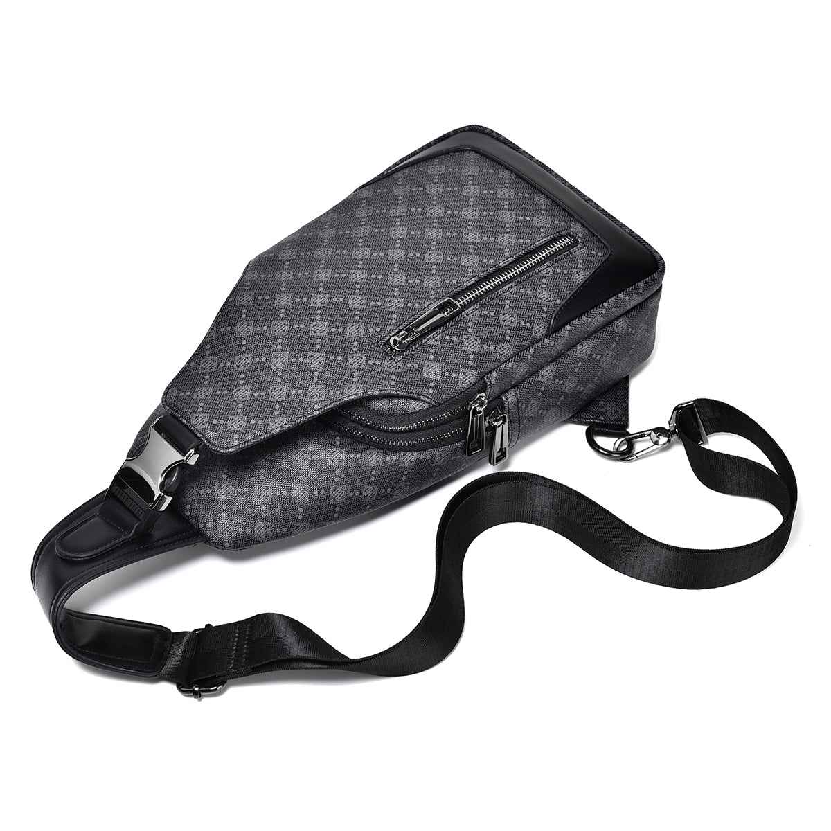 Men's Classic Monogram Crossbody Sling Bag with USB Port
