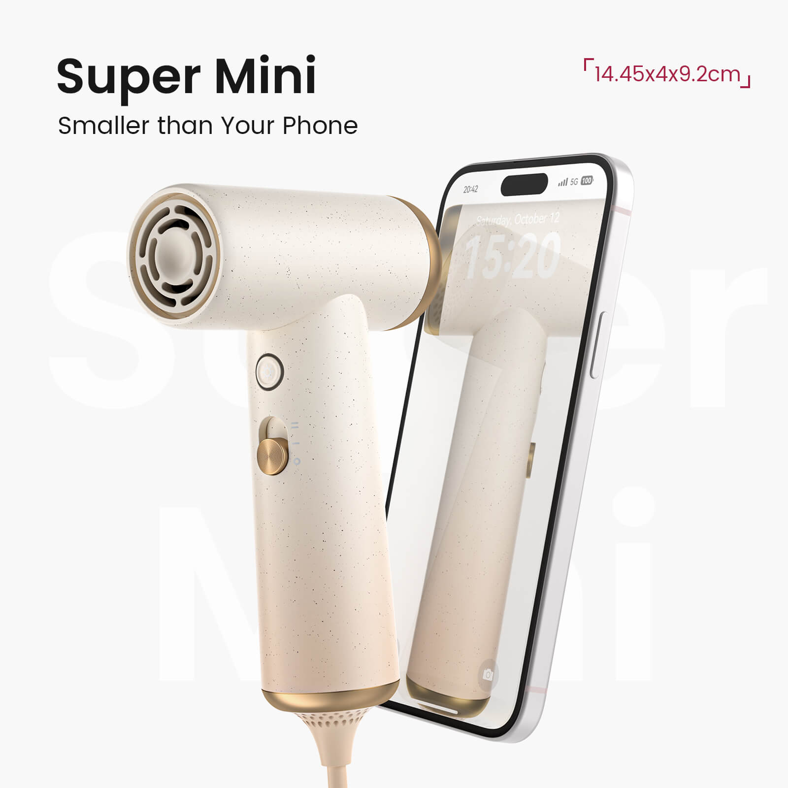 COSHARE SuperMini High-Speed Hair Dryer with Styling Nozzle and Pouch