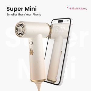 COSHARE SuperMini High-Speed Hair Dryer with Styling Nozzle and Pouch