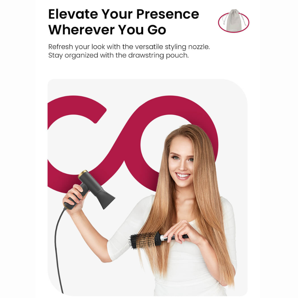 COSHARE SuperMini High-Speed Hair Dryer with Styling Nozzle and Pouch