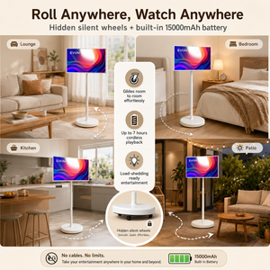 EVON 32" Portable Smart TV on Wheels - Touchscreen, 6GB, 128GB, Android 12