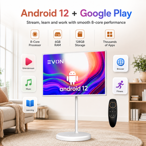 EVON 21.5" Portable Smart TV on Wheels - Touchscreen, 6GB, 128GB Android 12