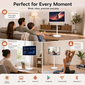 EVON 32" Portable Smart TV on Wheels - Touchscreen, 6GB, 128GB, Android 12