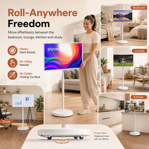 EVON 21.5" Portable Smart TV on Wheels - Touchscreen, 6GB, 128GB Android 12
