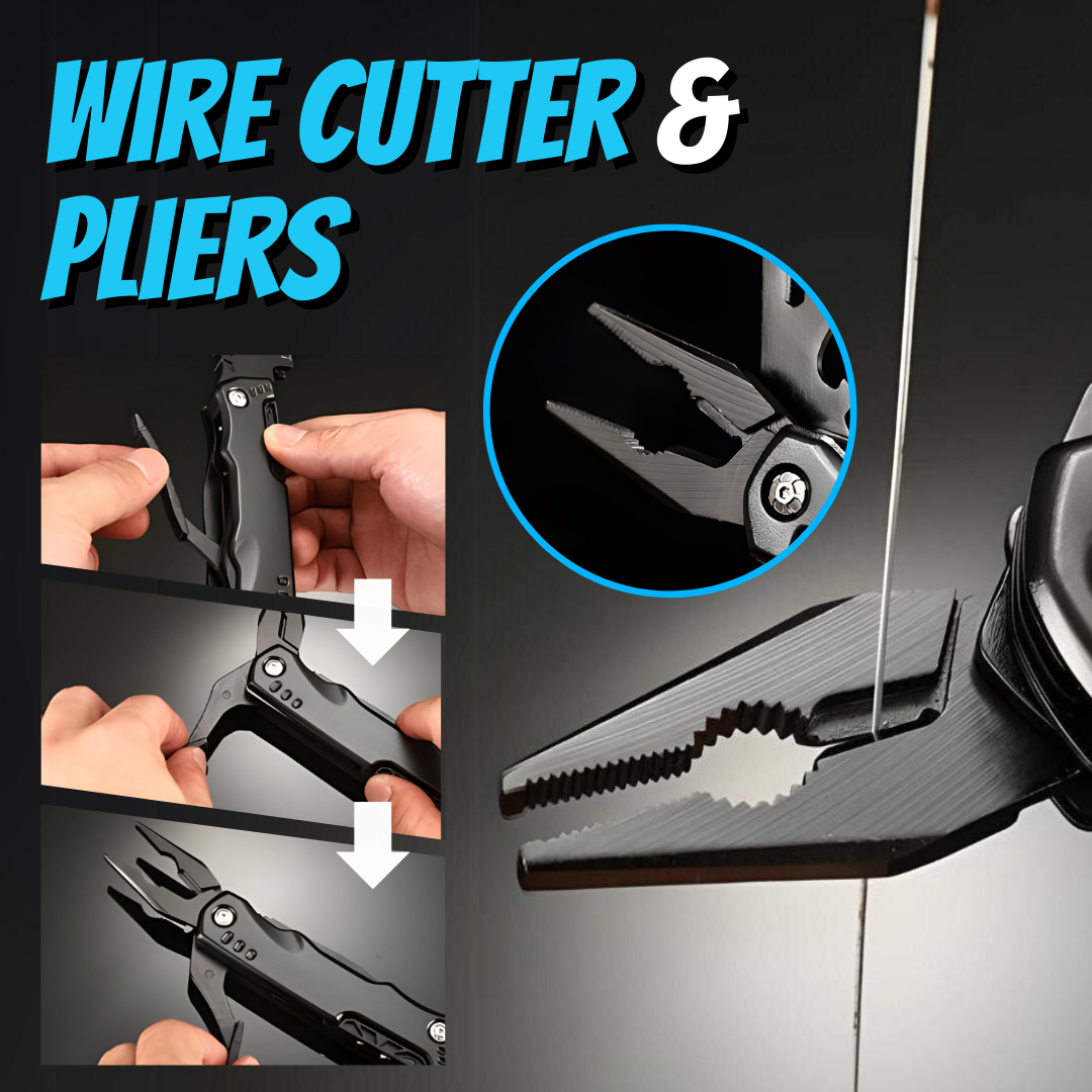 Multi-functional Folding Tool with Adjustable Wrench Hammer Knife