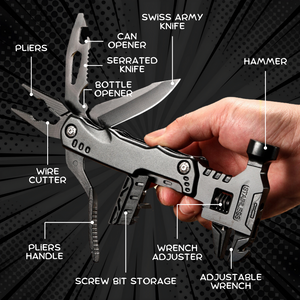 Multi-functional Folding Tool with Adjustable Wrench Hammer Knife