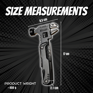 Multi-functional Folding Tool with Adjustable Wrench Hammer Knife