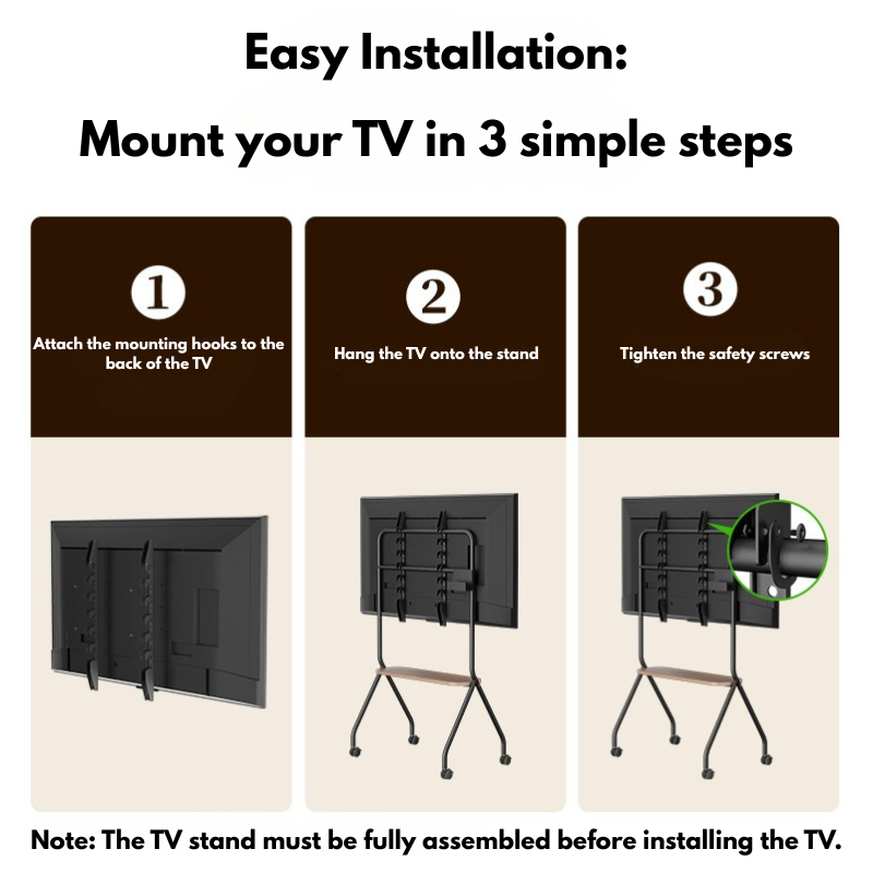 Mobile Shelving Floor TV Stand with Game Console Mount Lockable Wheels