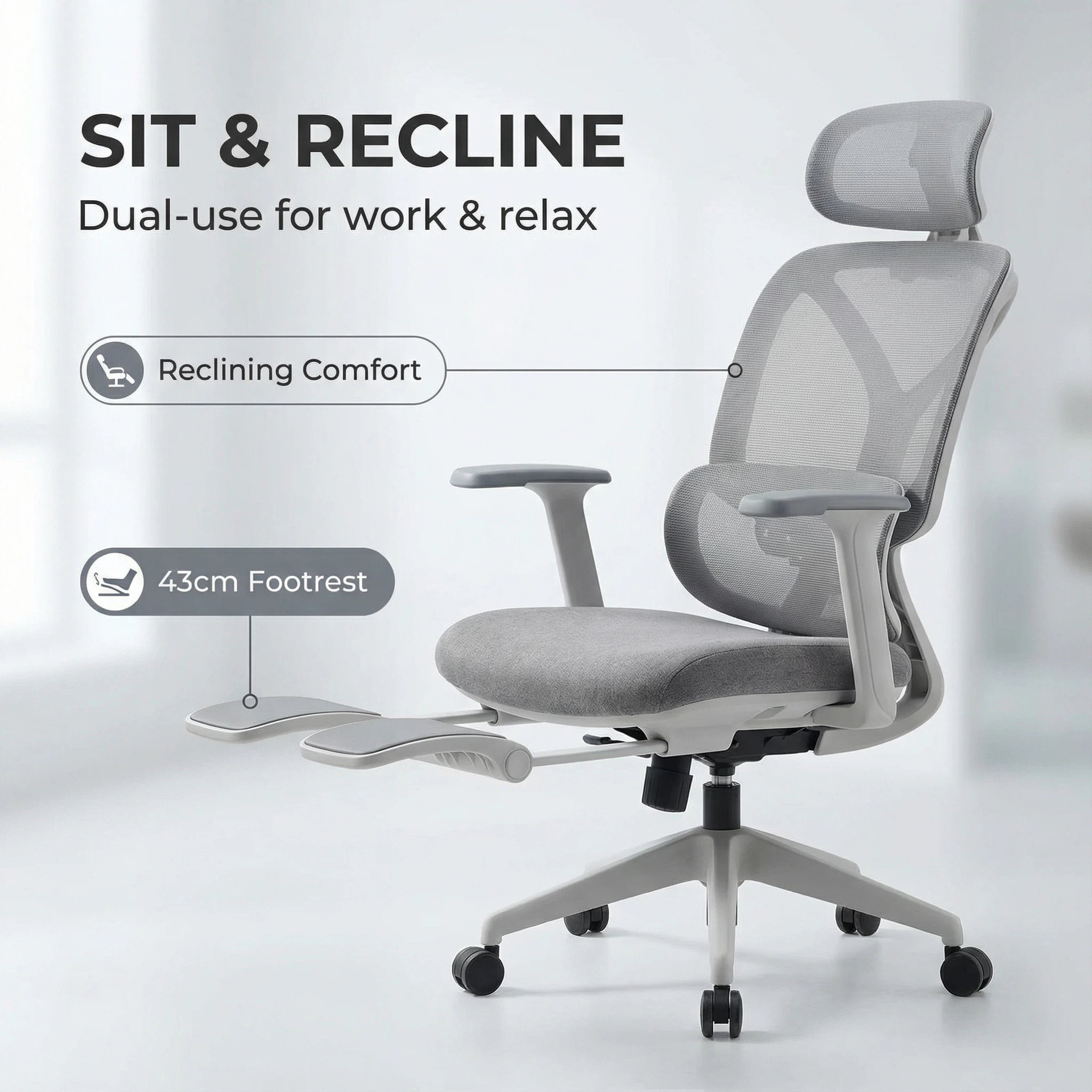 GagaFast Ergonomic Office Gaming Chair Adjustable Recliner with Footrest