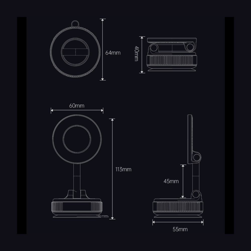 GagaFast Rotating Vacuum Magnetic Phone Holder Stand for Any Smooth Surface – White