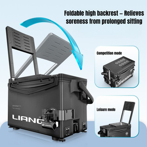 LIANQIU 29L Multifunctional Fishing Box Adjustable Legs Foldable Backrest
