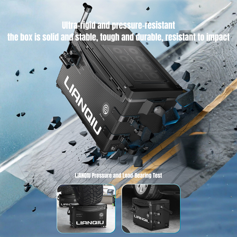 LIANQIU 29L Multifunctional Fishing Box Adjustable Legs Foldable Backrest