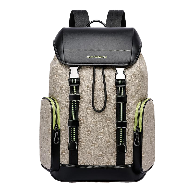 Mark Fairwhale beige orca-print business travel laptop backpack