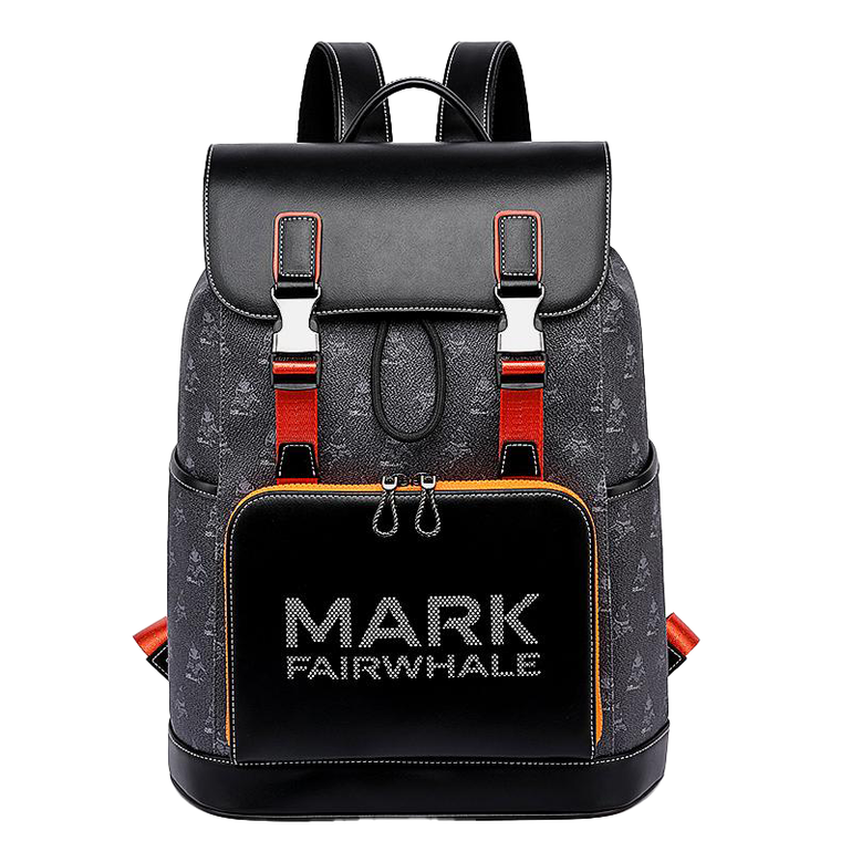 Mark Fairwhale black orca-print modern laptop backpack