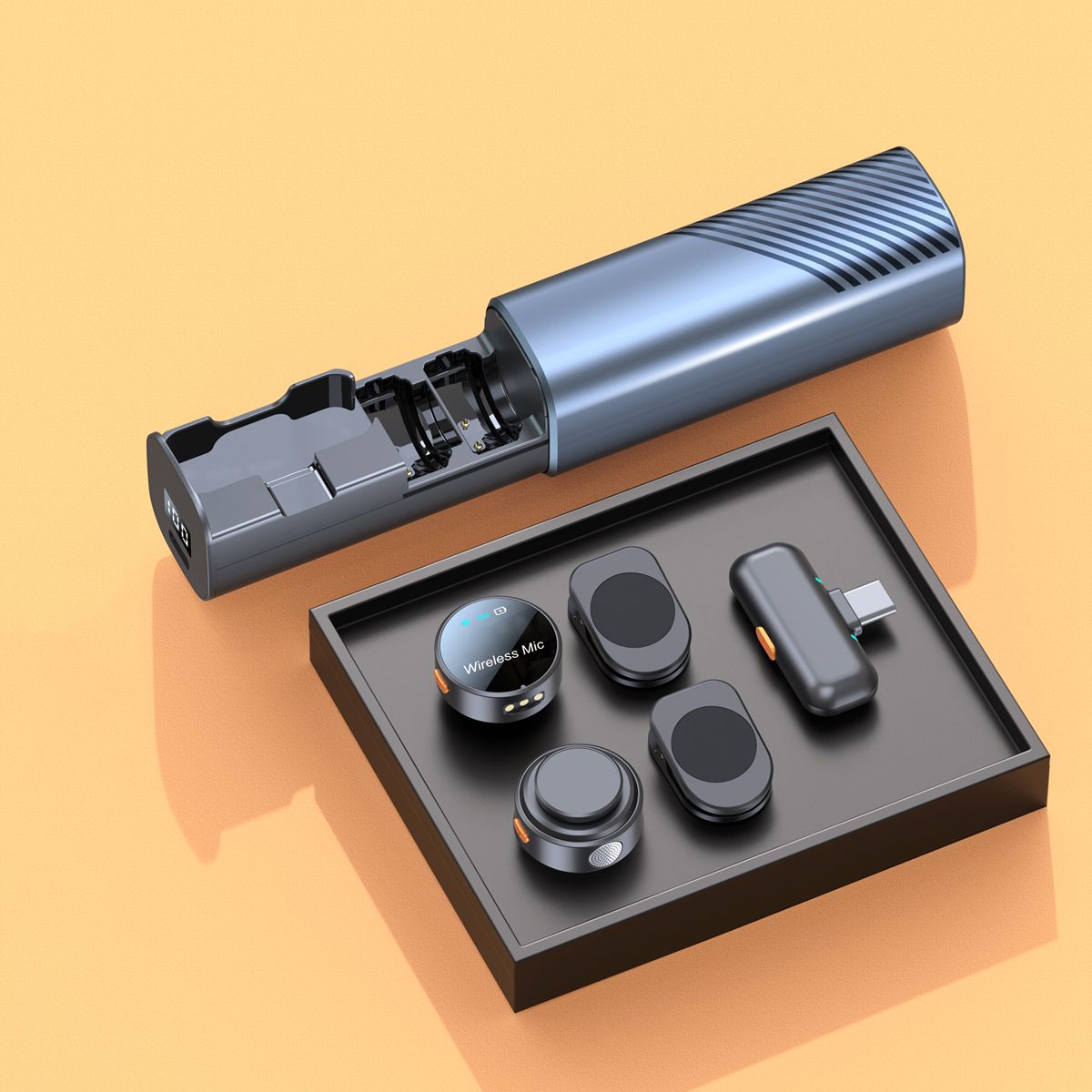 GagaFast Wireless Clip-On Magnetic Microphone Noise Reduction Charging Case