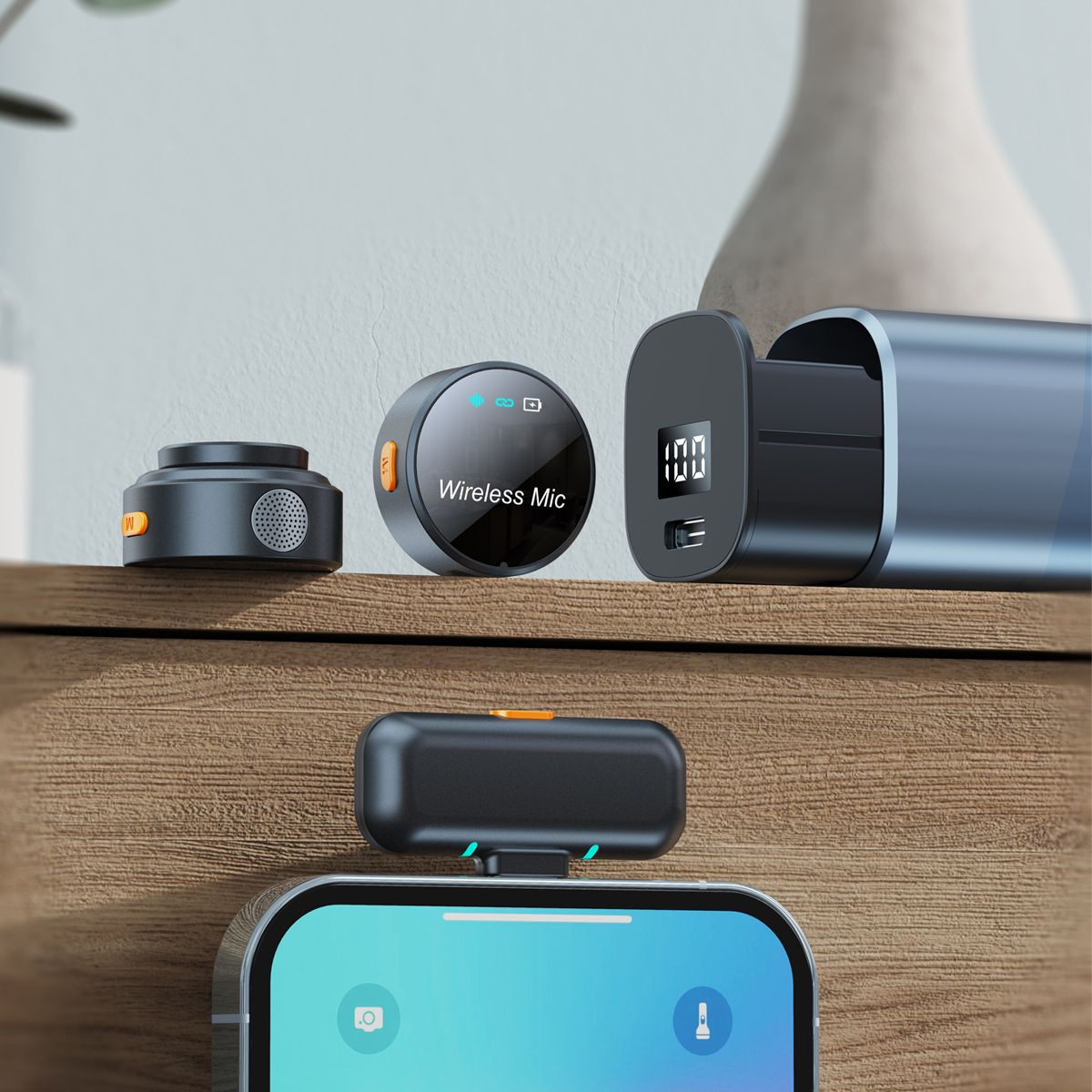 GagaFast Wireless Clip-On Magnetic Microphone Noise Reduction Charging Case
