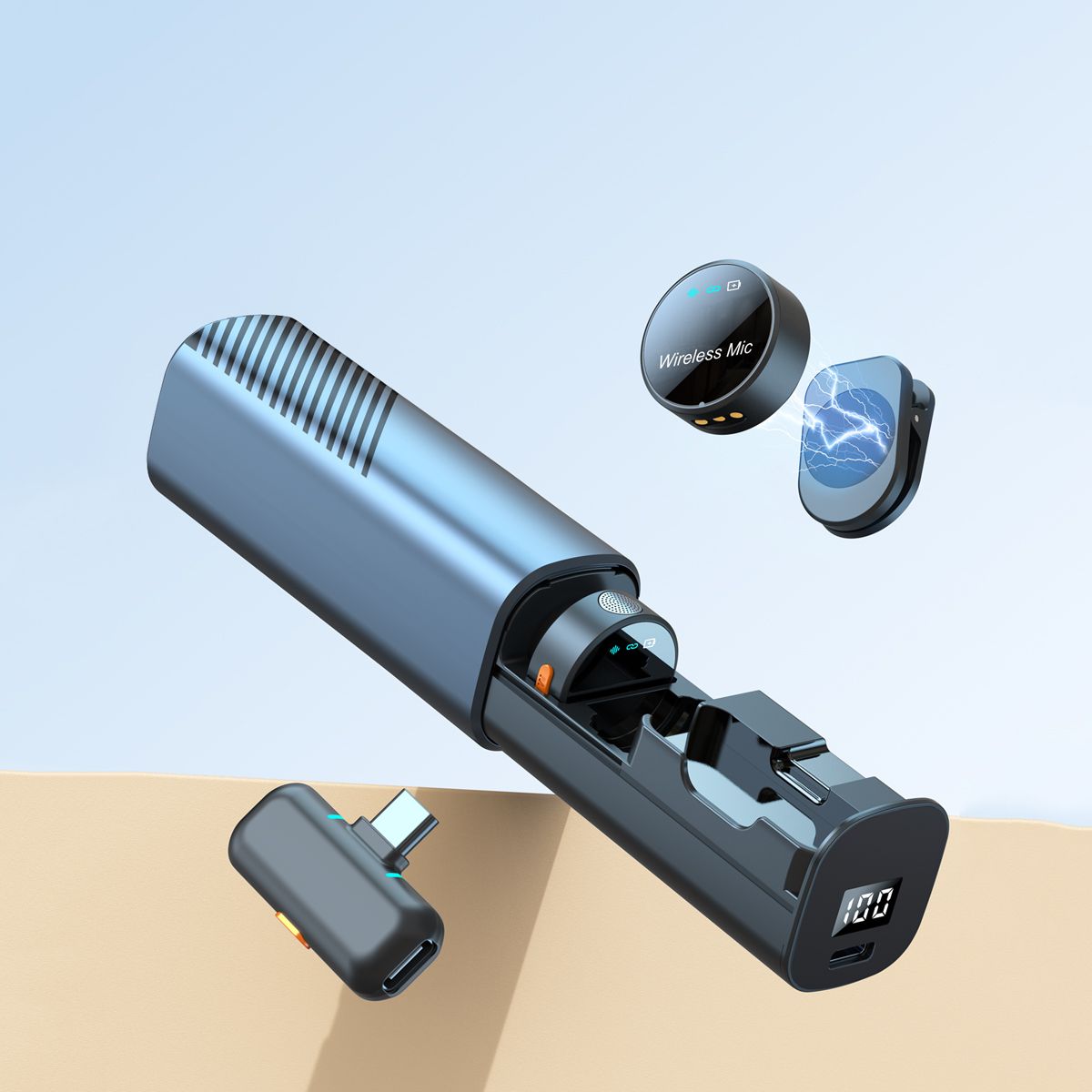 GagaFast Wireless Clip-On Magnetic Microphone Noise Reduction Charging Case