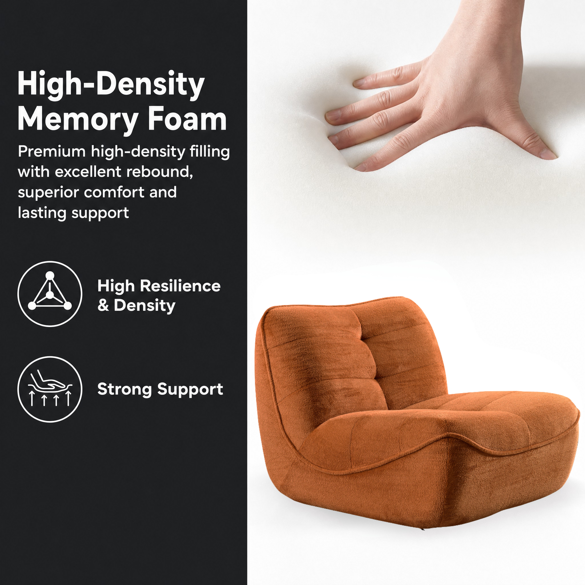 Compressed Sofa for Adults Giant Bean Bag Chair Ergonomic Memory Foam Sofa