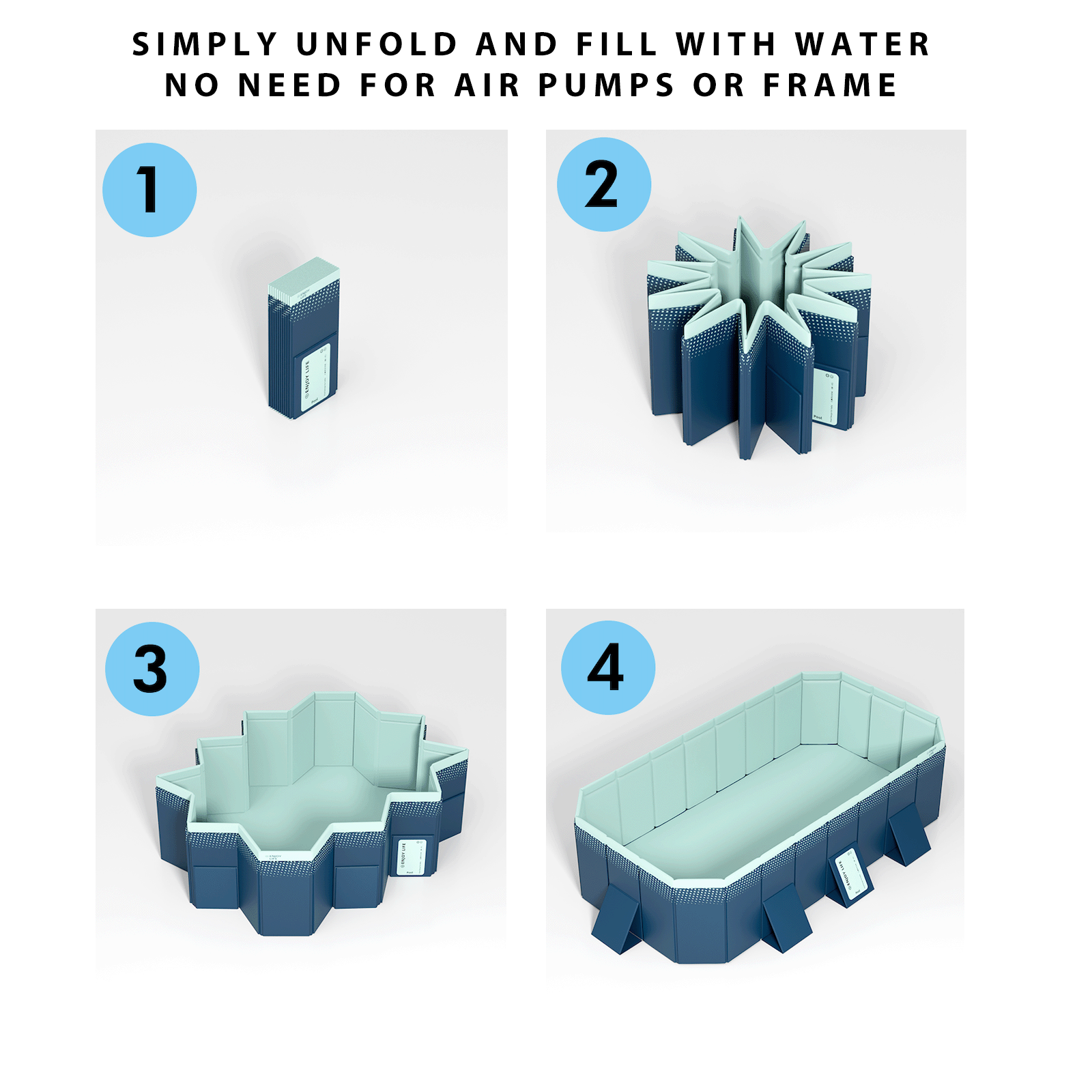 GagaFast Foldable Frame Non-Inflation Swimming Pool Easy Storage – M