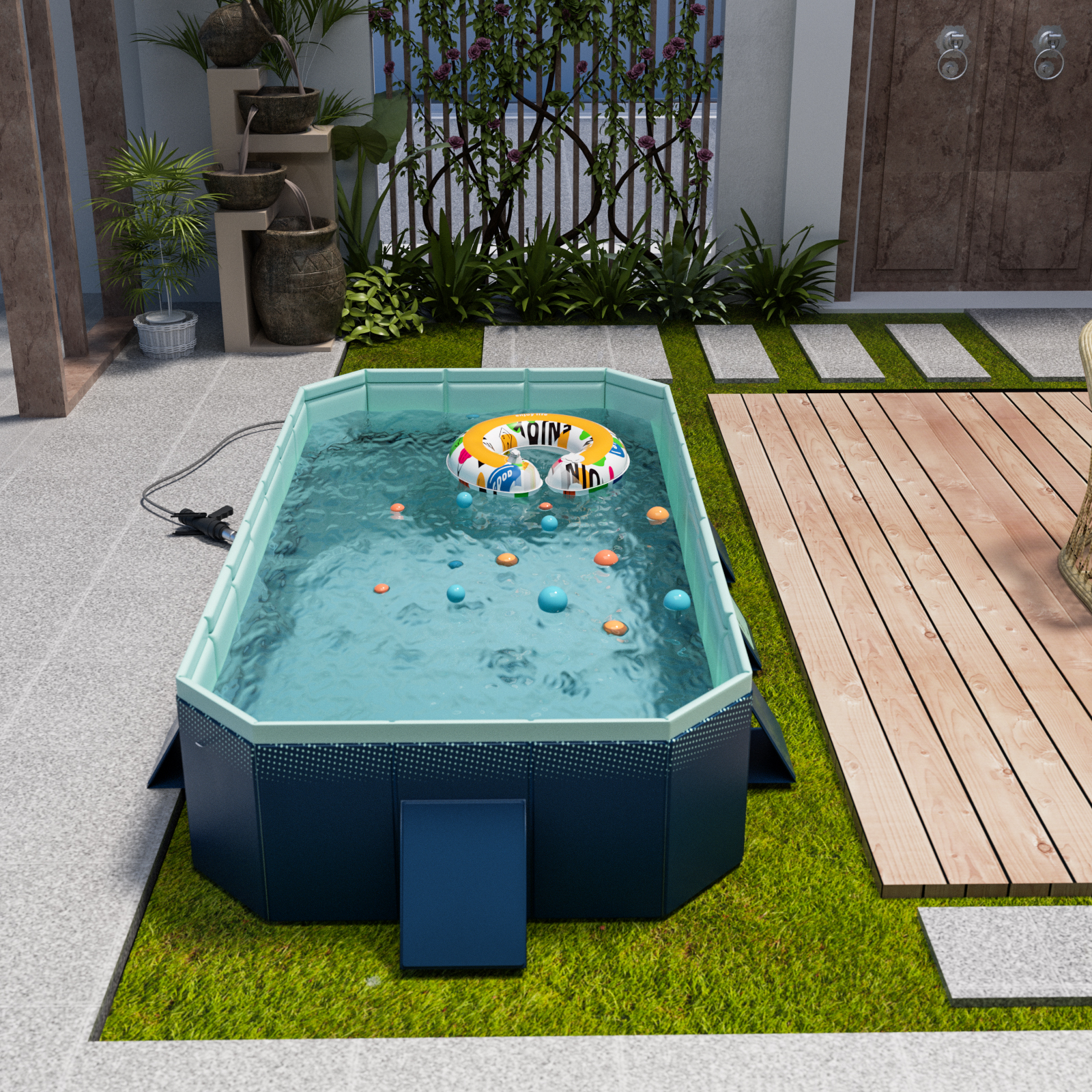 GagaFast Foldable Frame Non-Inflation Swimming Pool Easy Storage – M