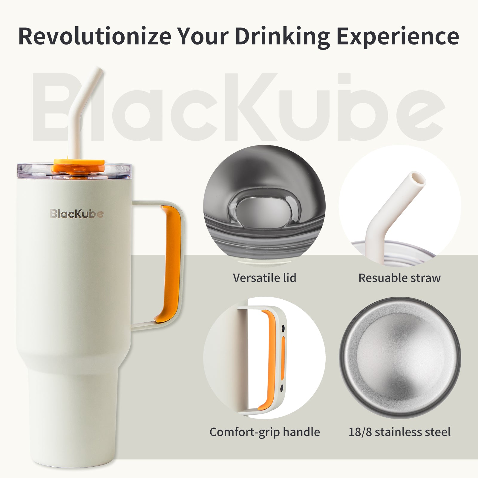 BlacKube 1.2L Stainless Steel Leak-Proof Thermo Travel Tumbler Gift Pack – Pale Yellow