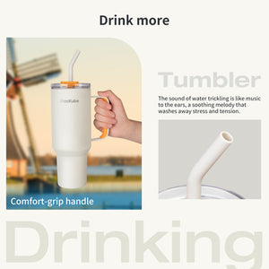 BlacKube 1.2L Stainless Steel Leak-Proof Thermo Travel Tumbler Gift Pack – Pale Yellow