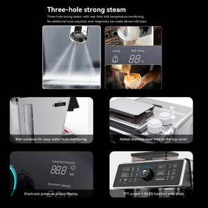 WOWKIEE Commercial-Grade Manual Espresso Coffee Machine with Grinder Smart Display