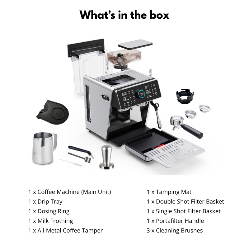 WOWKIEE Commercial-Grade Manual Espresso Coffee Machine with Grinder Smart Display